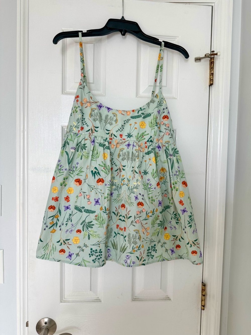 Anthropologie-Floral Mint Green Spaghetti-Strap women’s top